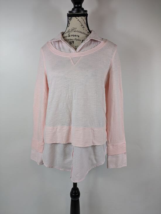 Tommy Hilfiger Tops - Tommy Hilfiger Womens Small Layered Blouse Light Pink Casual Work Top Shirt